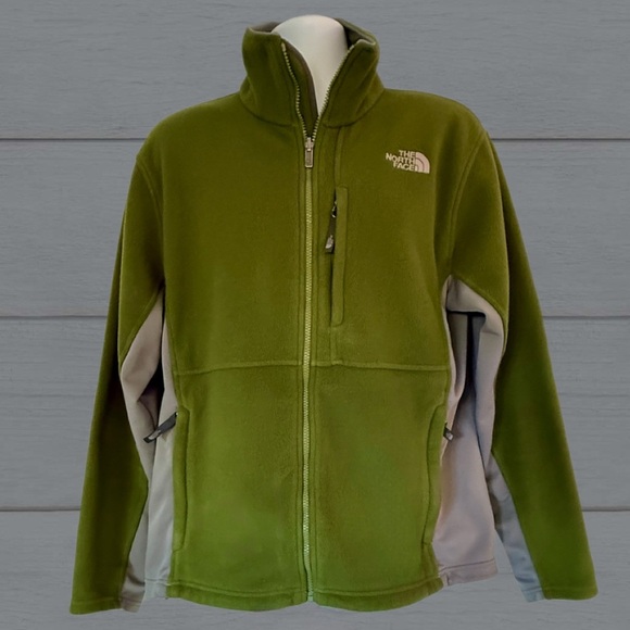 The North Face Full Zip Fleece Jacket Men’s Large Olive Green Gray TKA 100 - Picture 3 of 16